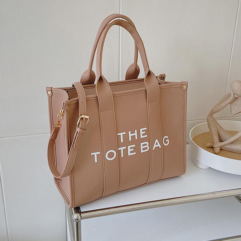 Stylish Pu Leather Crossbody Tote For Women - Small Khaki