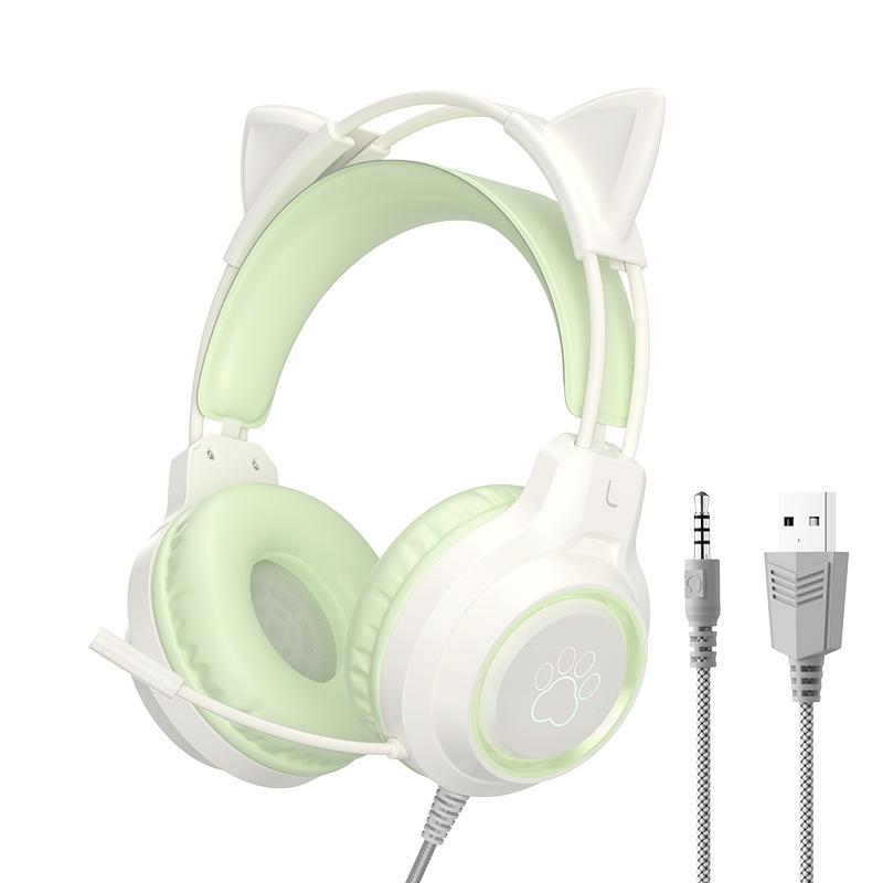 Rgb Cat Ear Gaming Headset - Green