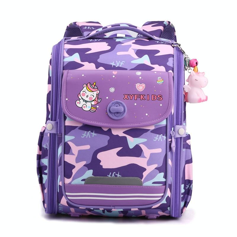 Double School Backpack for Girls - Gray Purple