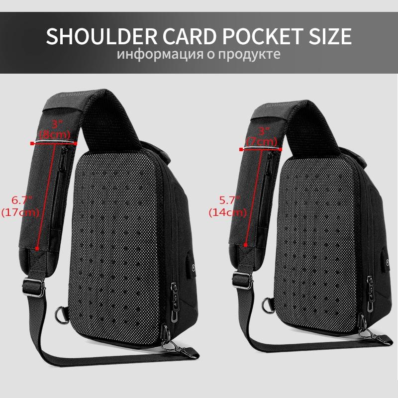 Water Repellent Multi Function Chest Bag With Usb Port Size S Gray