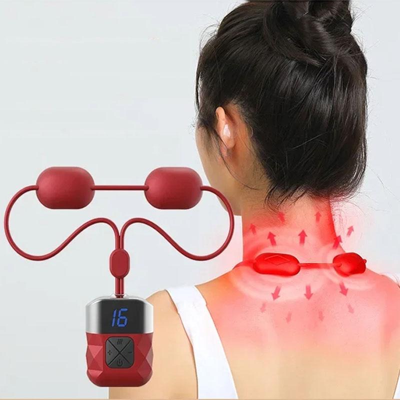 Portable Ems Neck Massager For Shoulder & Cervical Therapy - Red