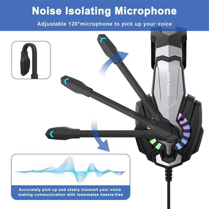 2.1M Gaming Headset With Mic Kotion Each G9000 Plus - Black White