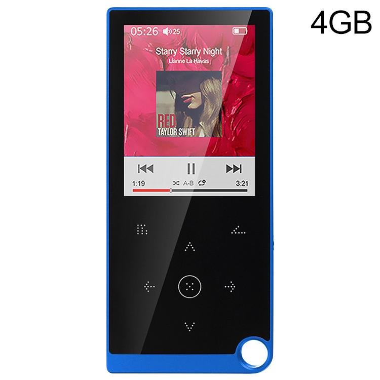 2.4 Inch Touch Mp4 / Mp3 Player 4Gb Memory E Book / Alarm / Timer No Bluetooth - Blue