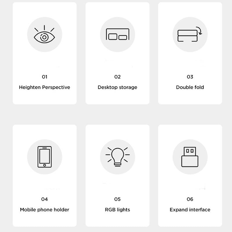 Foldable Laptop Stand with Rgb Lighting & Usb Expansion - Monitor Rack - Obsidian Black