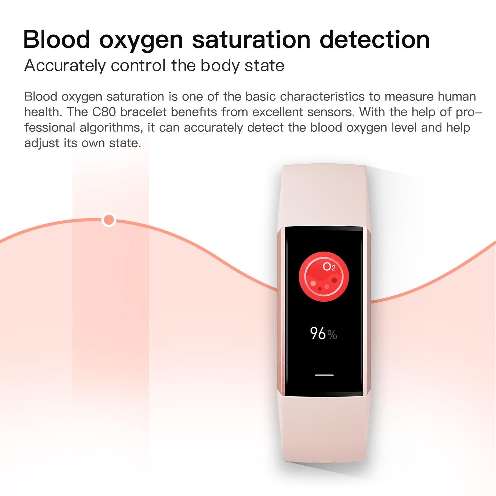 Waterproof C80 Fitness Tracker - Ip67 - Pink