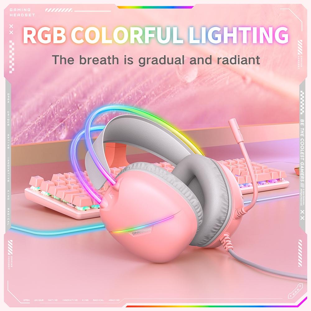 Rgb Light Gaming Headset 2M Cable - Pink