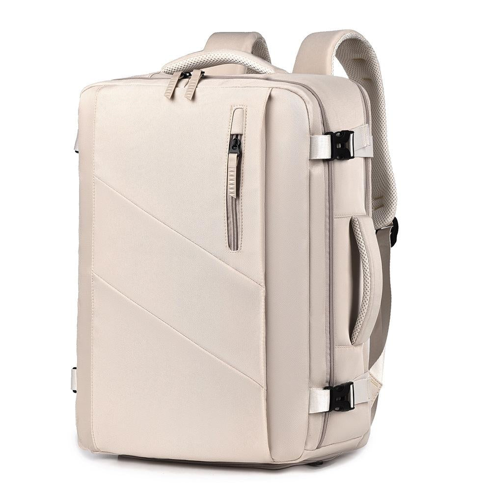 Large Capacity Simple Style Travel Backpack - Beige