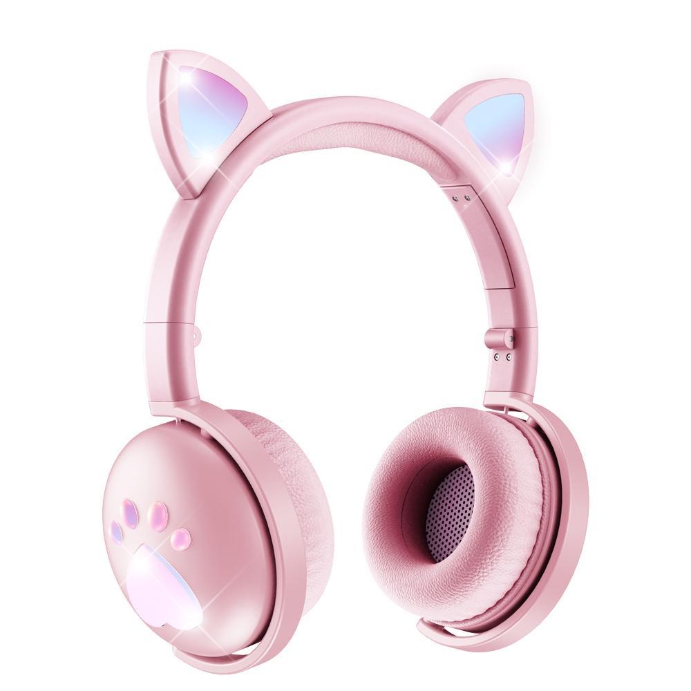 7.1 Surround Sound Cat Ear Gaming Headset With Mic - Pink