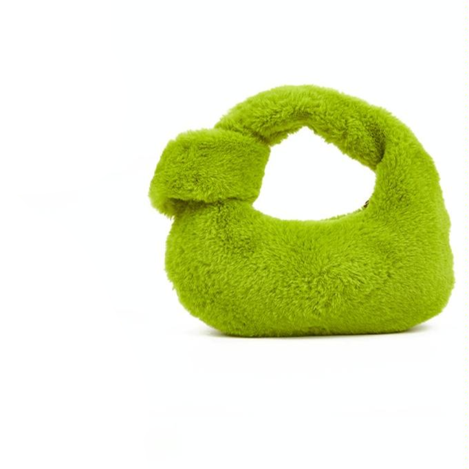 Plush Rabbit Fleece Tote with Knotted Handles - Khaki