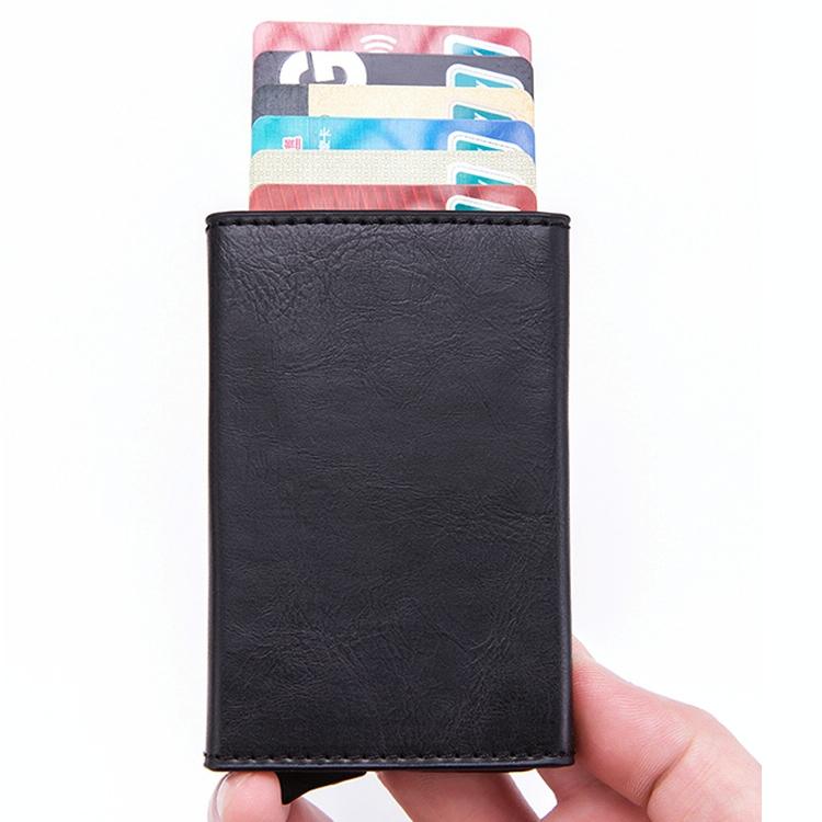 Aluminum Rfid Card Holder with Automatic Pop-up Function - Coffee