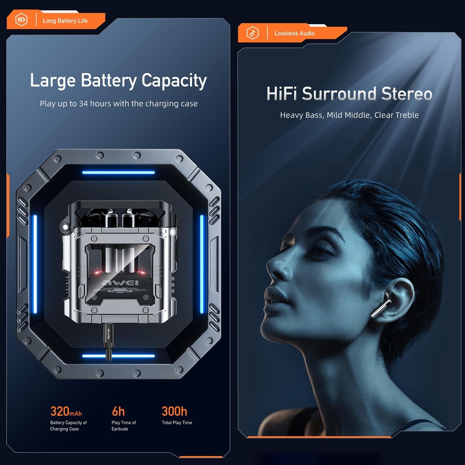 Wireless Gaming Earbuds - Tws Bluetooth - Silver