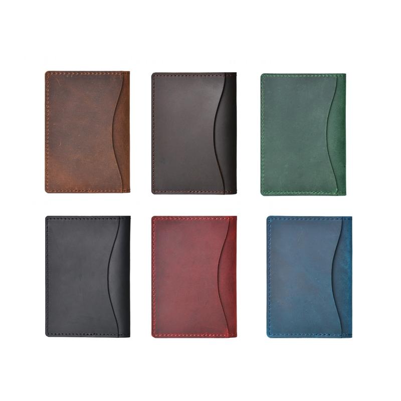 Minimalist Cowhide Card Holder Compact Wallet For Bank & Membership Cards - Coffee