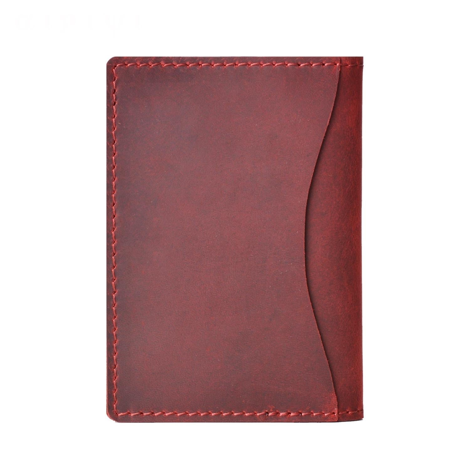 Minimalist Cowhide Card Holder Compact Wallet For Bank & Membership Cards - Coffee