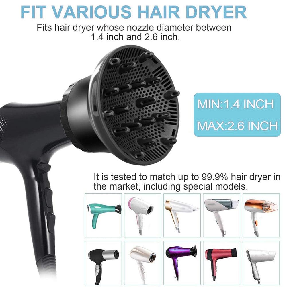 Universal Hair Diffuser For Blow Dryers Rotatable Design Large Hood Black - Black