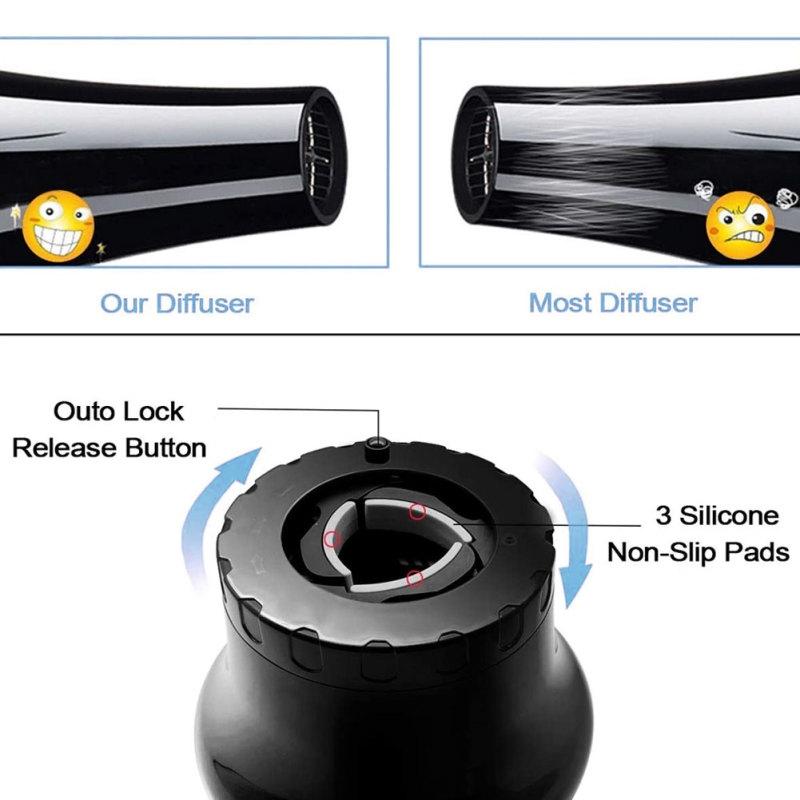 Universal Hair Diffuser For Blow Dryers Rotatable Design Large Hood Black - Black