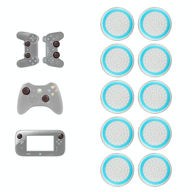 10-piece Luminous Gamepad Button Caps for Ps5 / Ps4 / Ps3 / Xbox one / 360 / Pro / Series x / s - Transparent Red Circle