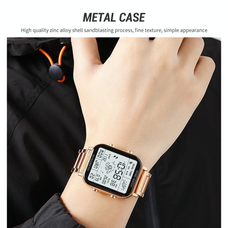 1888 Men Multifunctional Waterproof Digital Watch - Stainless Steel 30m - Gold