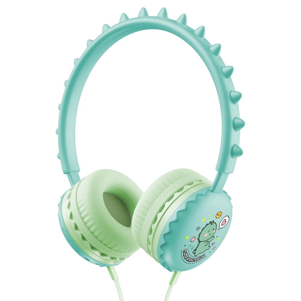 Cartoon Stereo Headphones With Mic Y19 - Cute Dinosaur