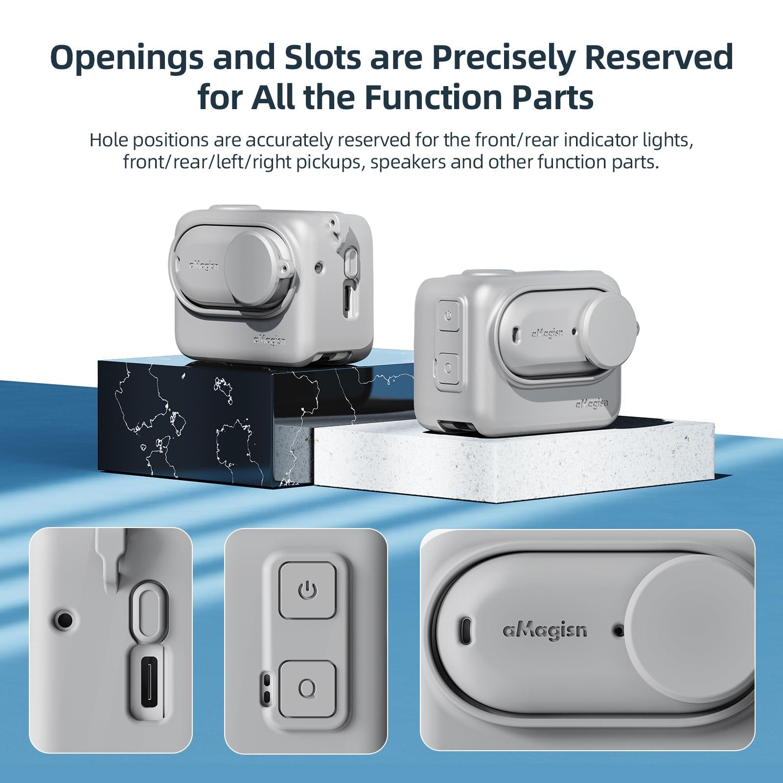 Amagisn Silicone Body Cover for Insta360 Go 3 with Lanyard - Blue