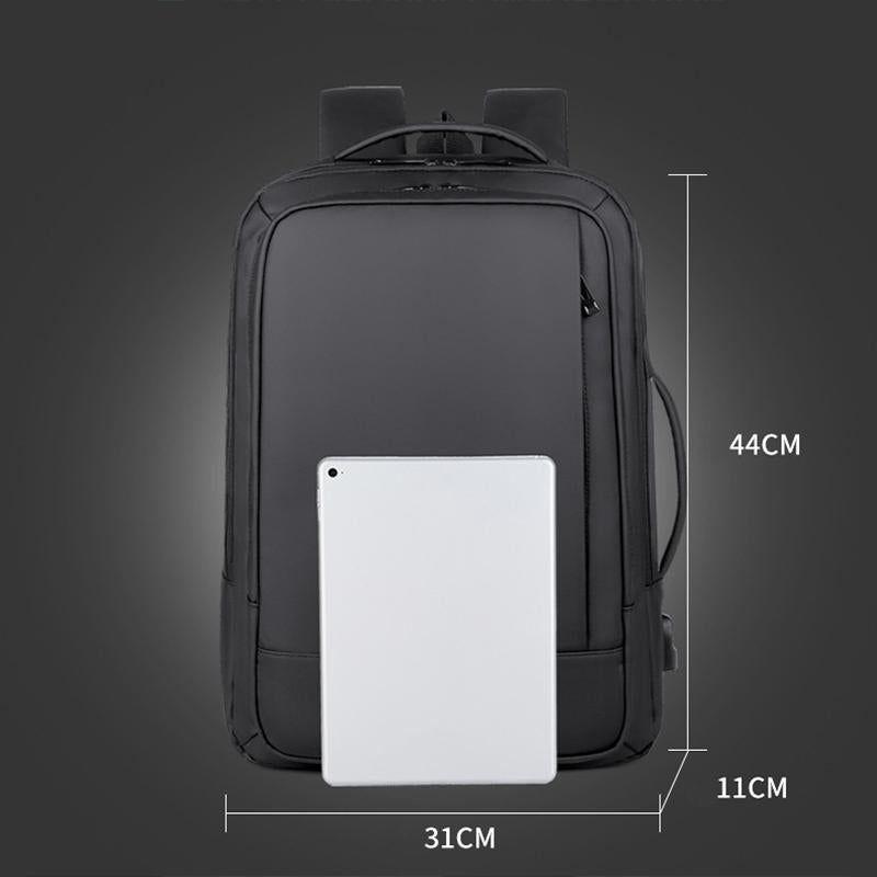 Waterproof Expandable Laptop Backpack With Usb Port - Grey