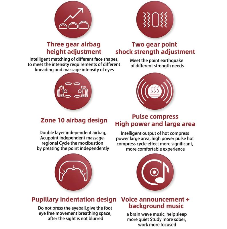 Adjustable Eye Massager With Hot Compress Black - Pink