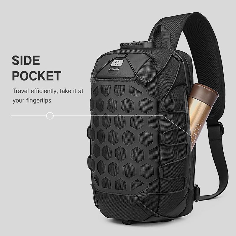 Waterproof Anti Theft Messenger Bag With Usb Port Men Oxford Cloth Shoulder Bag Black