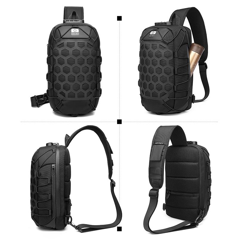 Waterproof Anti Theft Messenger Bag With Usb Port Men Oxford Cloth Shoulder Bag Black