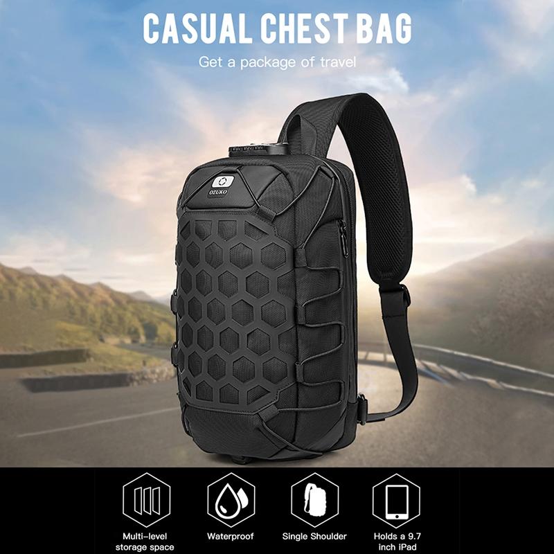 Waterproof Anti Theft Messenger Bag With Usb Port Men Oxford Cloth Shoulder Bag Black