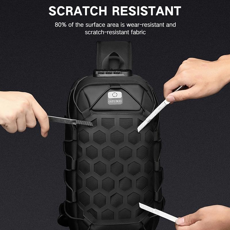 Waterproof Anti Theft Messenger Bag With Usb Port Men Oxford Cloth Shoulder Bag Black