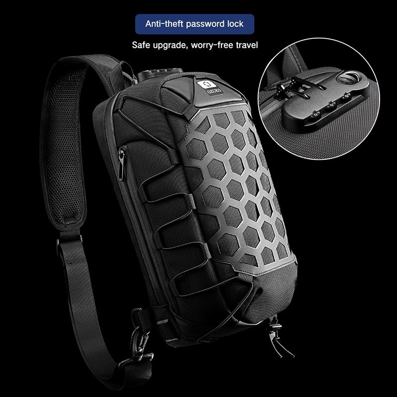 Waterproof Anti Theft Messenger Bag With Usb Port Men Oxford Cloth Shoulder Bag Black