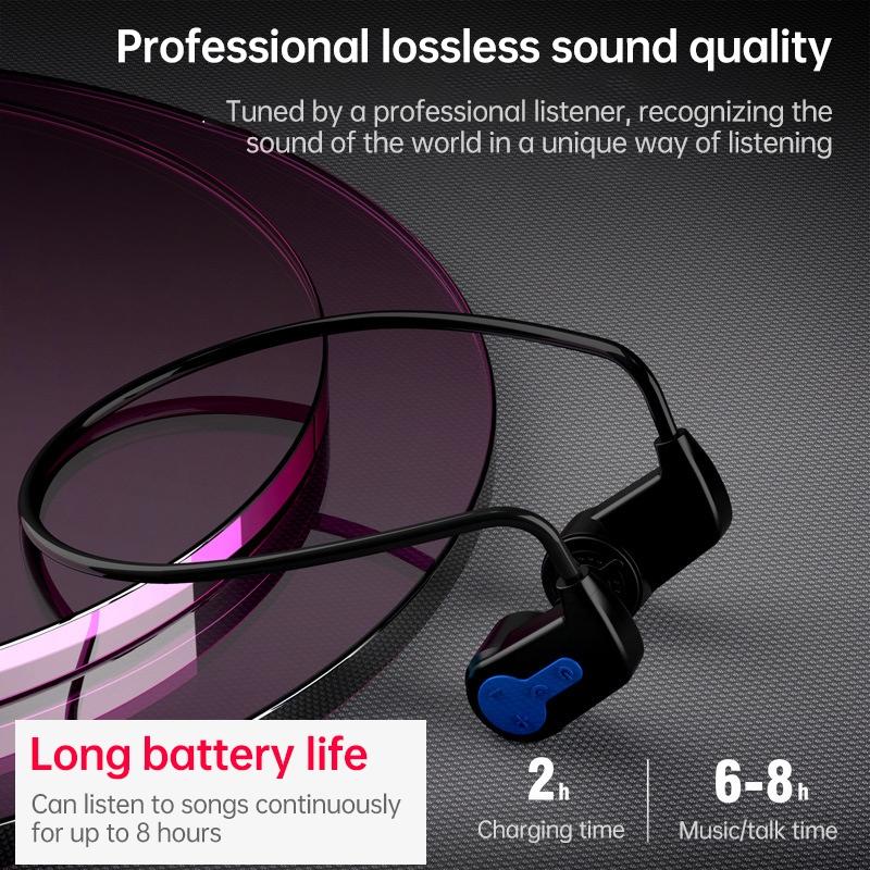 Waterproof K3 Bone Conduction Bluetooth Headphones - 16gb Ram - Red
