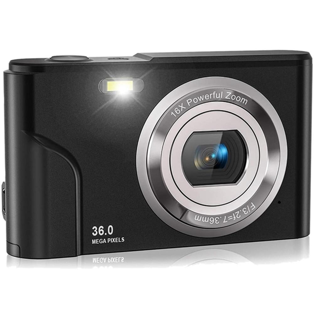 36mp 2.7k Full Hd Digital Camera with 16x Zoom for Children - 2.4 Inch Screen - Black