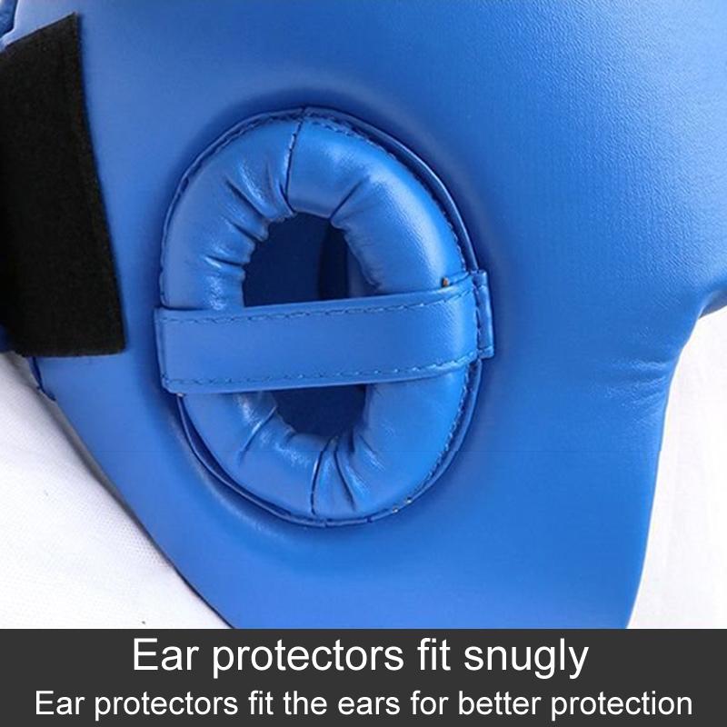 Competition Sparring Boxing Helmet For Head Protection - Blue With Mask - M