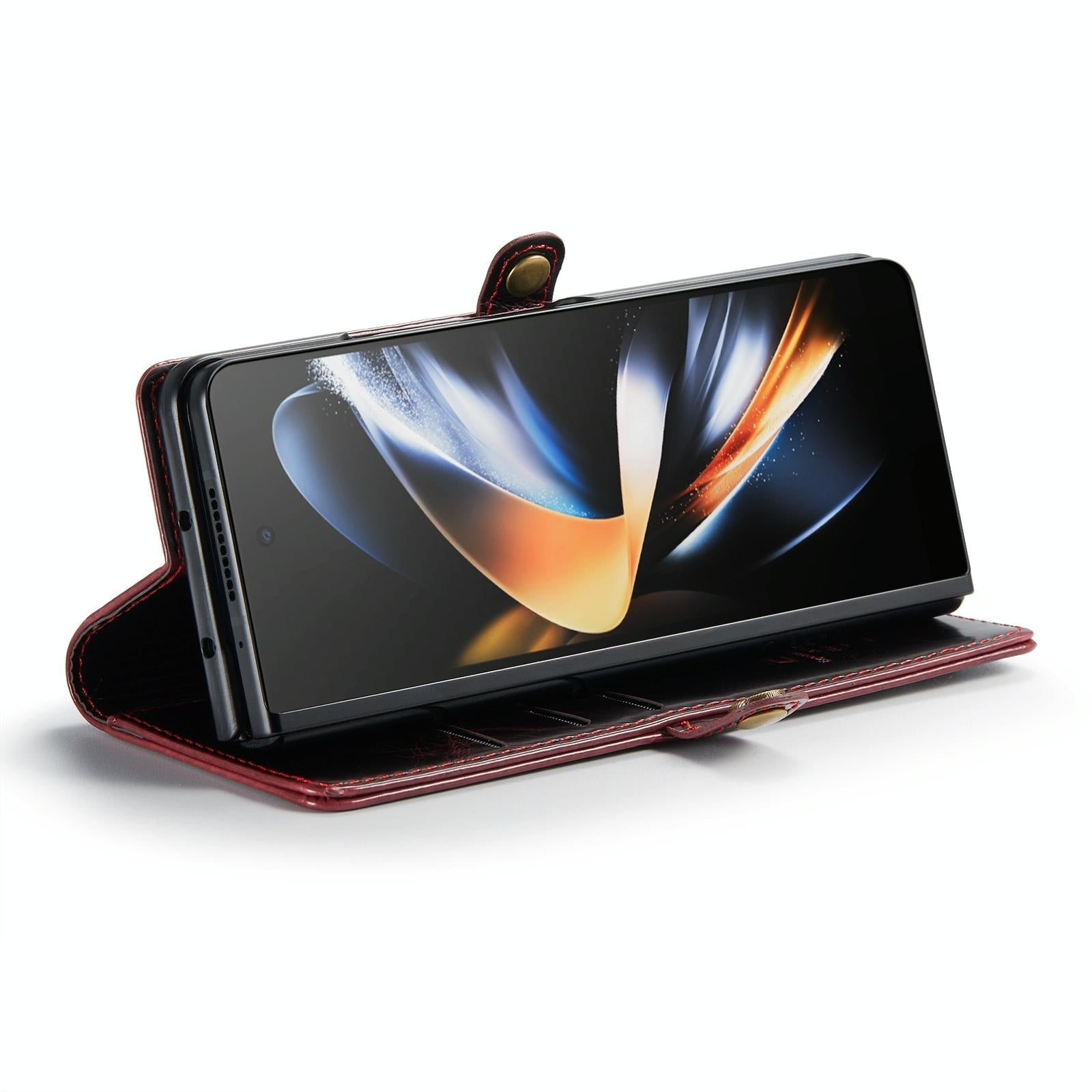 For Samsung Galaxy Z Fold4 5G Premium Crazy Horse Leather Phone Case - Coffee