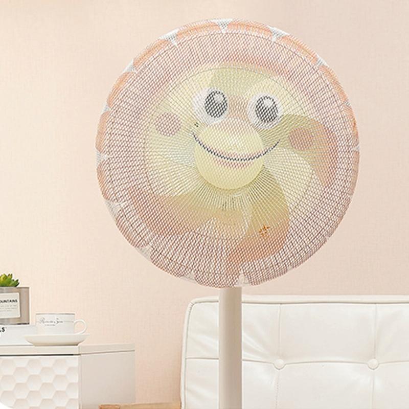 18-inch Cartoon Children's Electric Fan with All-inclusive Mesh Protection Net and Anti-pinch Hand Cover - Blue Whale