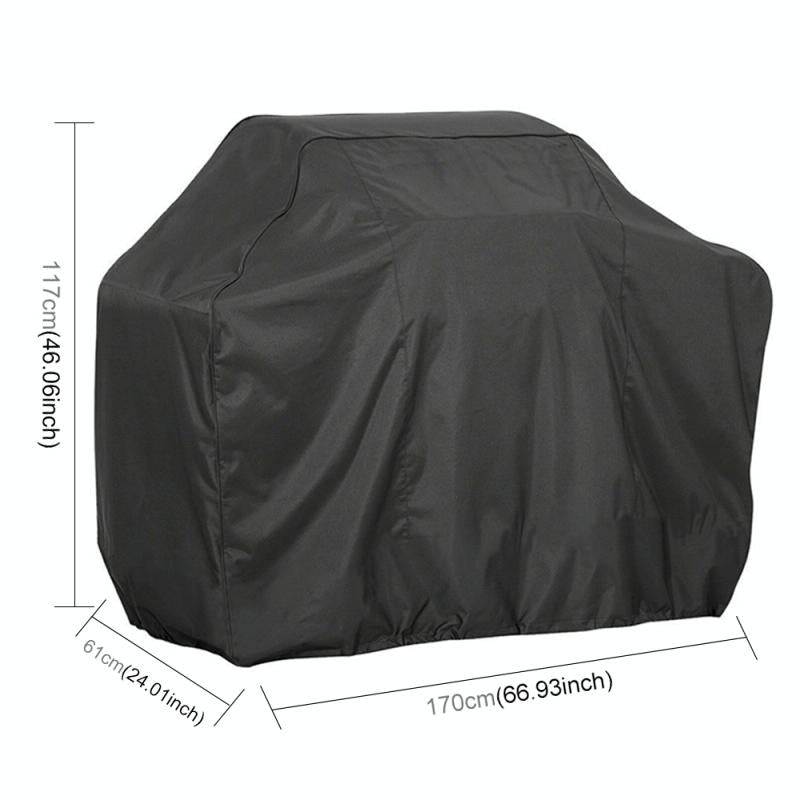 Waterproof Bbq Grill Cover - Anti-uv Dust-proof 210d Oxford Cloth - 170x61x117cm - Black