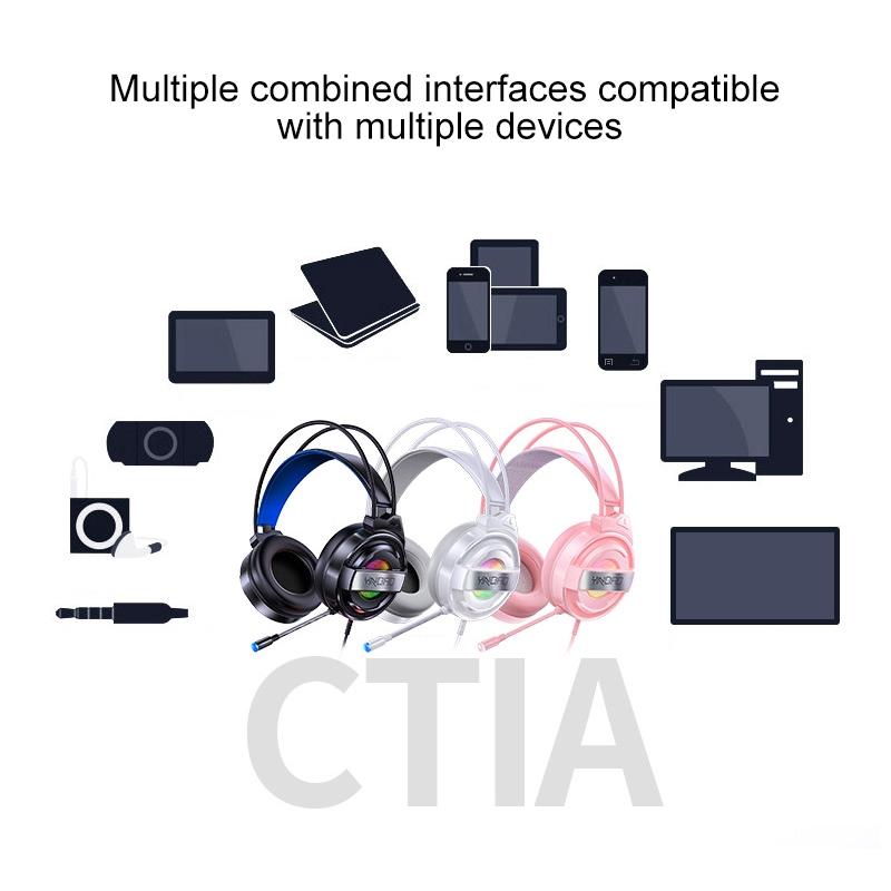 Usb Wired Gaming Headset With Mic & Rgb Light 1.67M Cable Black