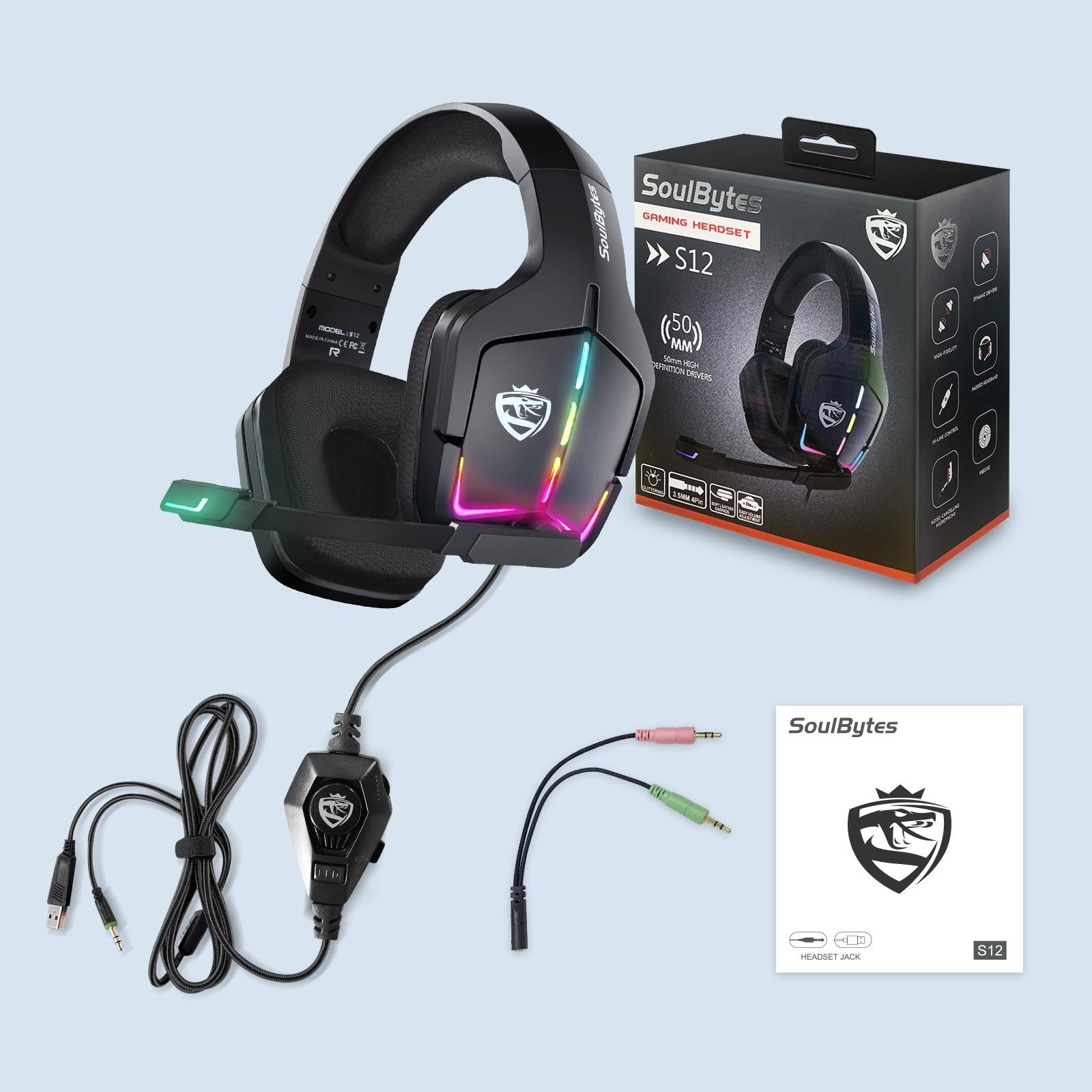 Adjustable Rgb Gaming Headset With Mic Black