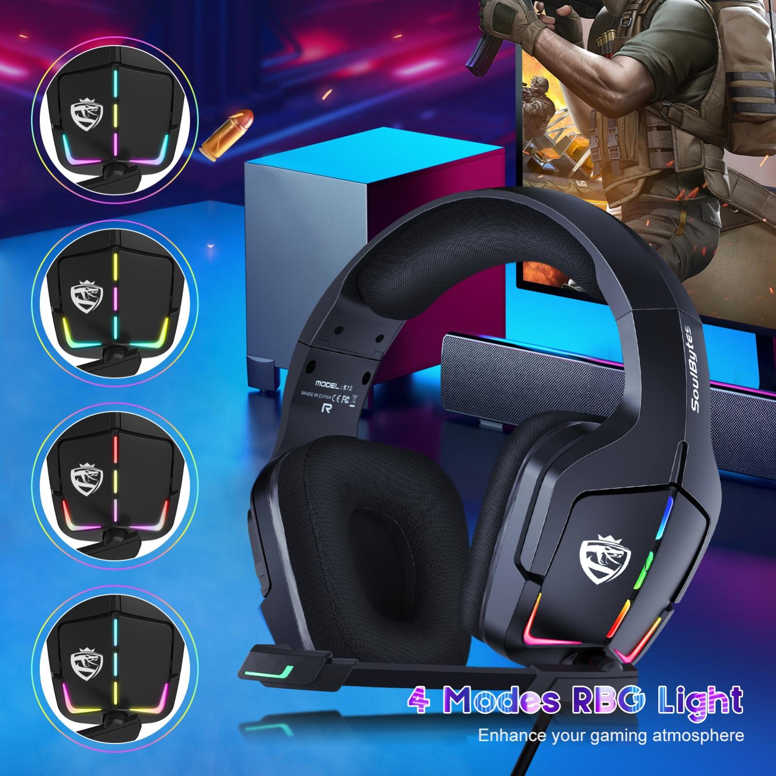 Adjustable Rgb Gaming Headset With Mic Black