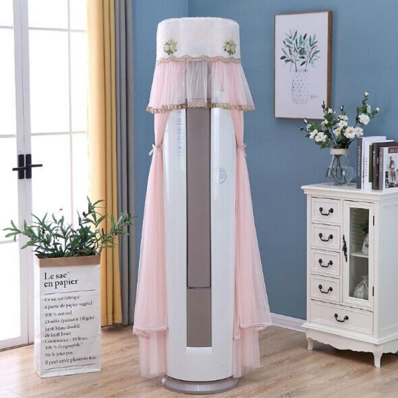 180cm Vertical Lace Air Conditioner Dust Cover - Pink