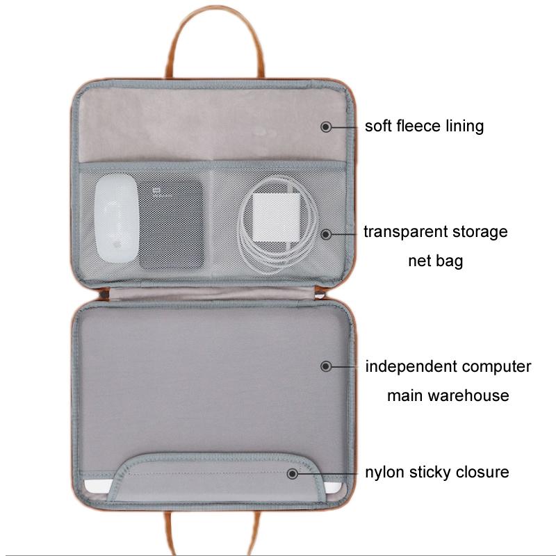 Waterproof Leather Computer Bag - 15 / 15.6 / 16 Inches Fully Open & Portable - Gray Black