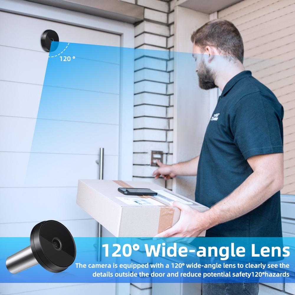 2.0Mp Digital Peephole Door Viewer With 3.5 Screen - Black