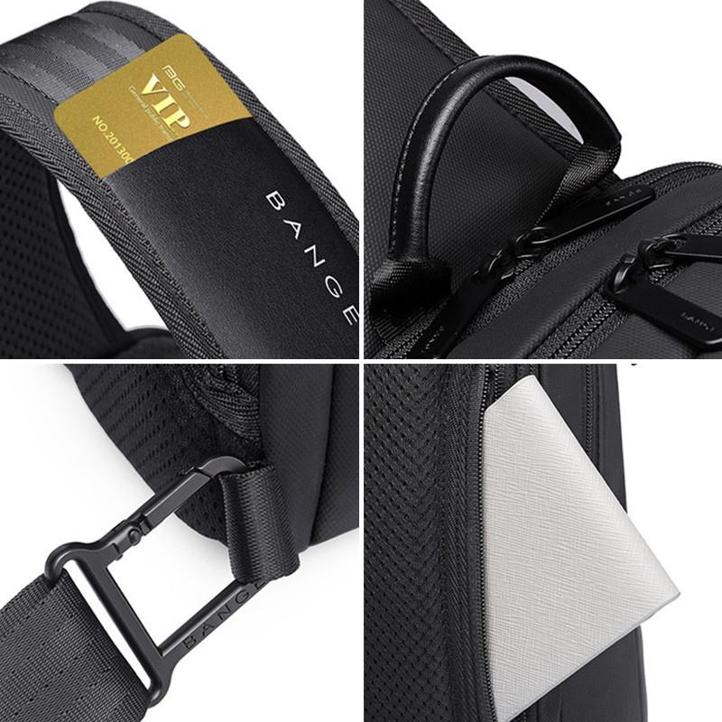 Waterproof Oxford Cloth Crossbody Chest Bag With Usb Port 30X19X13Cm Black