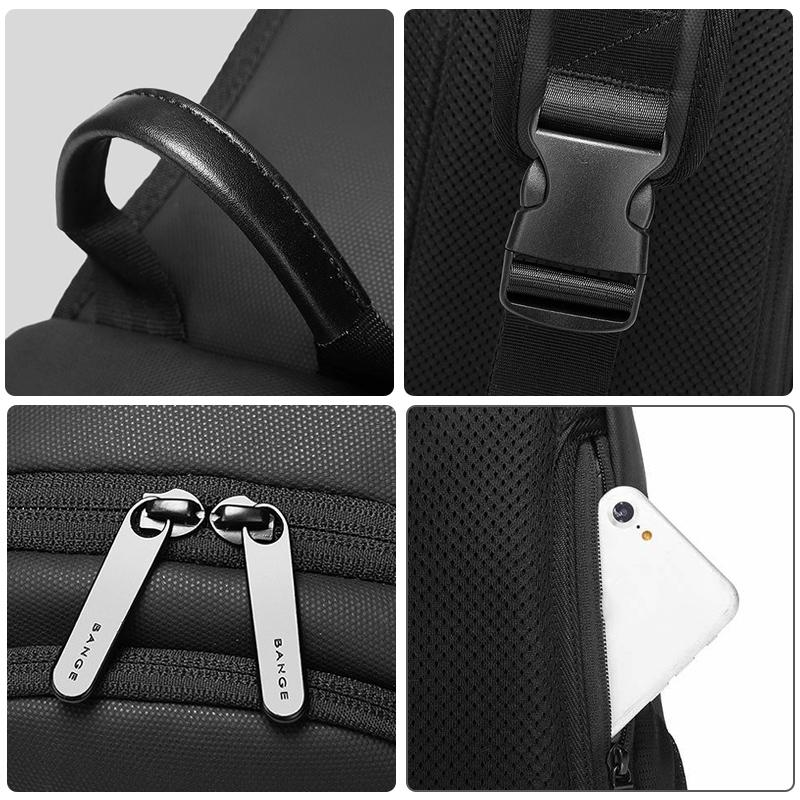 Waterproof Men Crossbody Chest Bag With Usb Port 36X22X10Cm Black