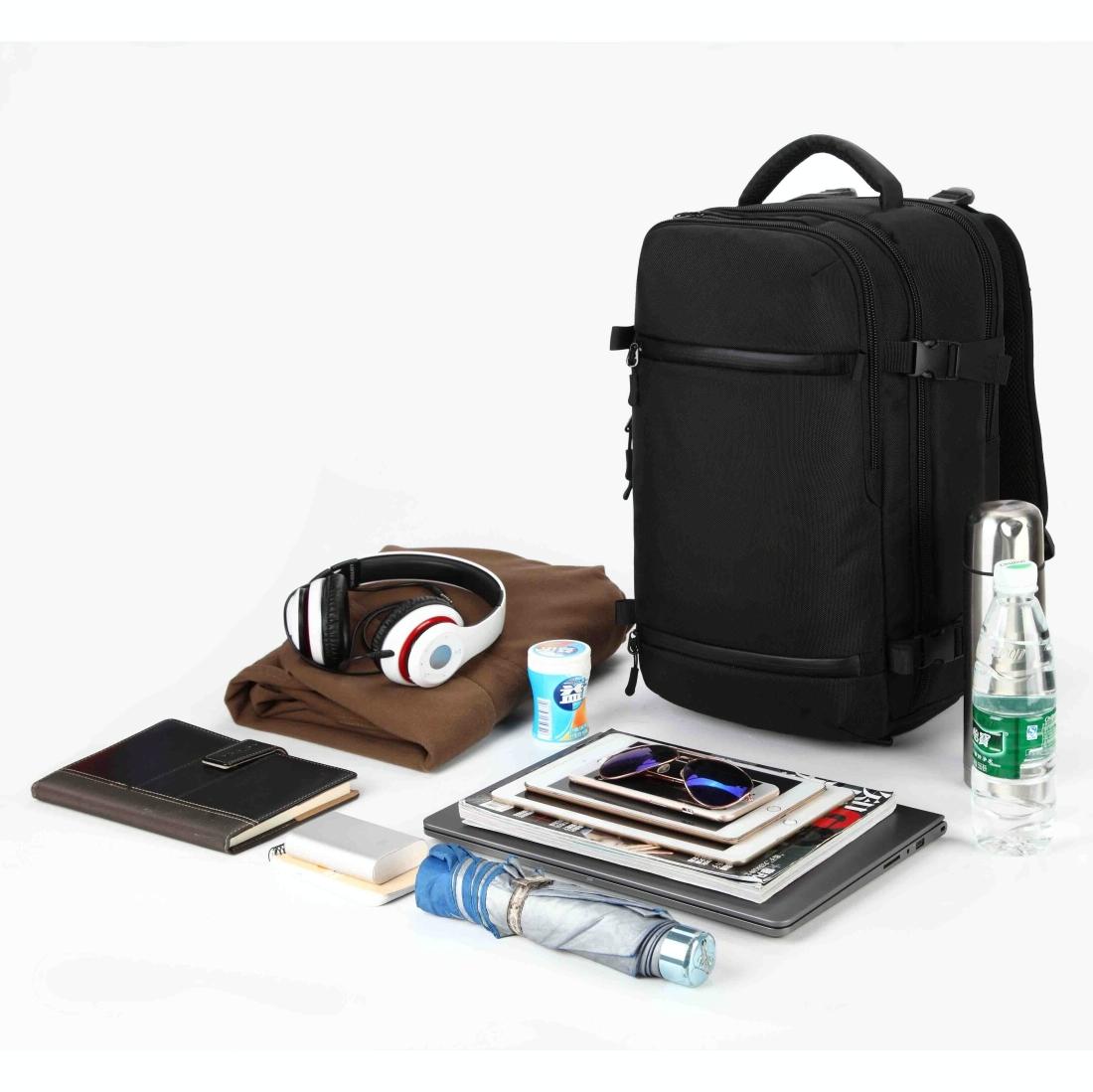 17 Inch Waterproof Usb Shoulder Backpack for Travel - Black