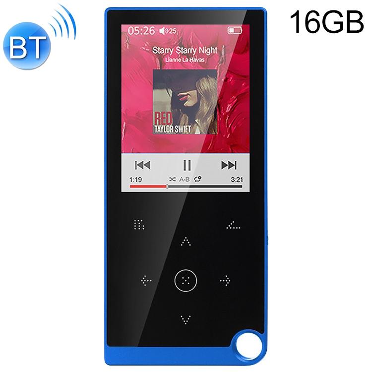 2.4 Inch Touch Mp4 / Mp3 Player 16Gb Memory Bluetooth E Book Alarm Timer - Blue