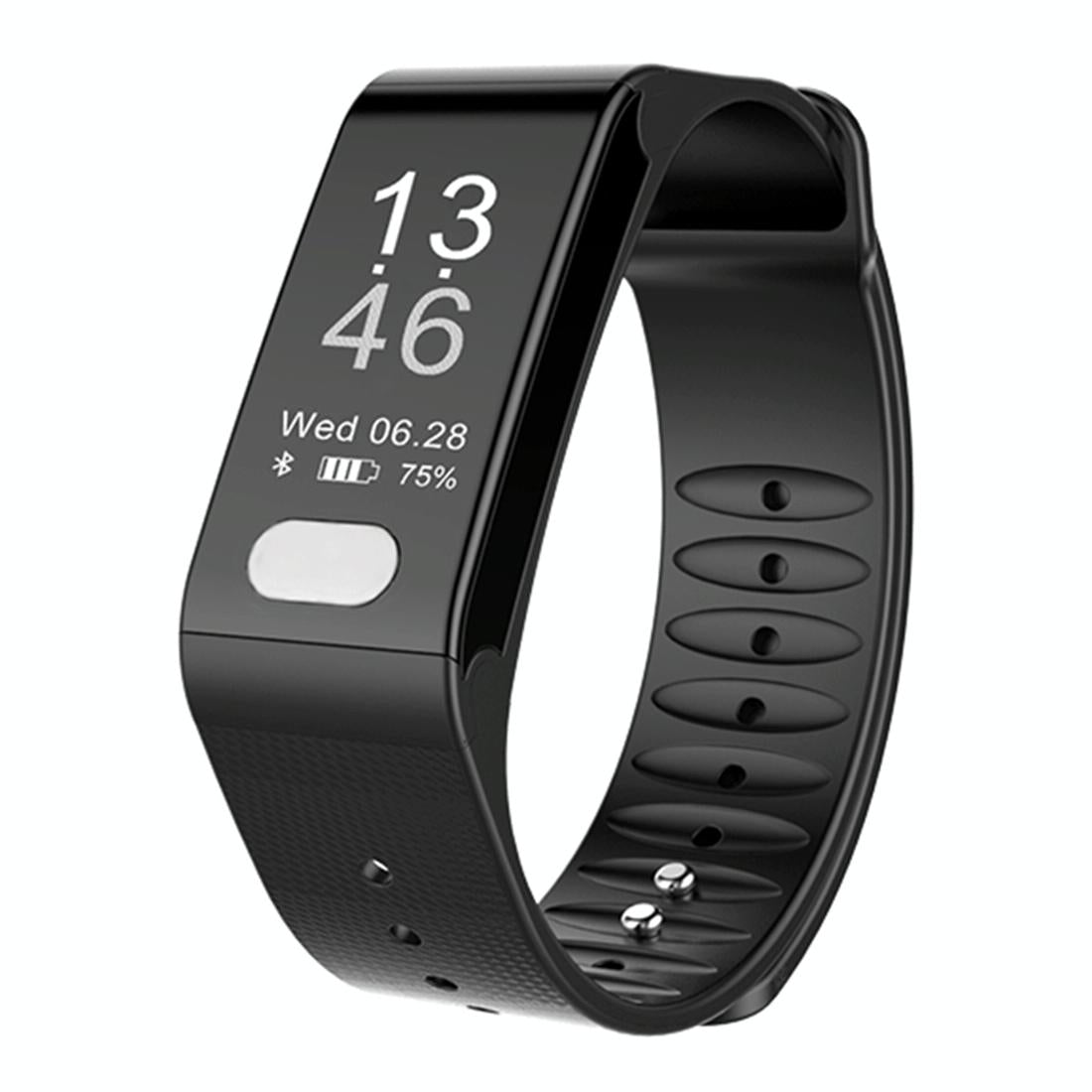 Oled Fitness Tracker With Ecg Heart Rate Bp And Sleep Monitoring - Sports Mode - Black
