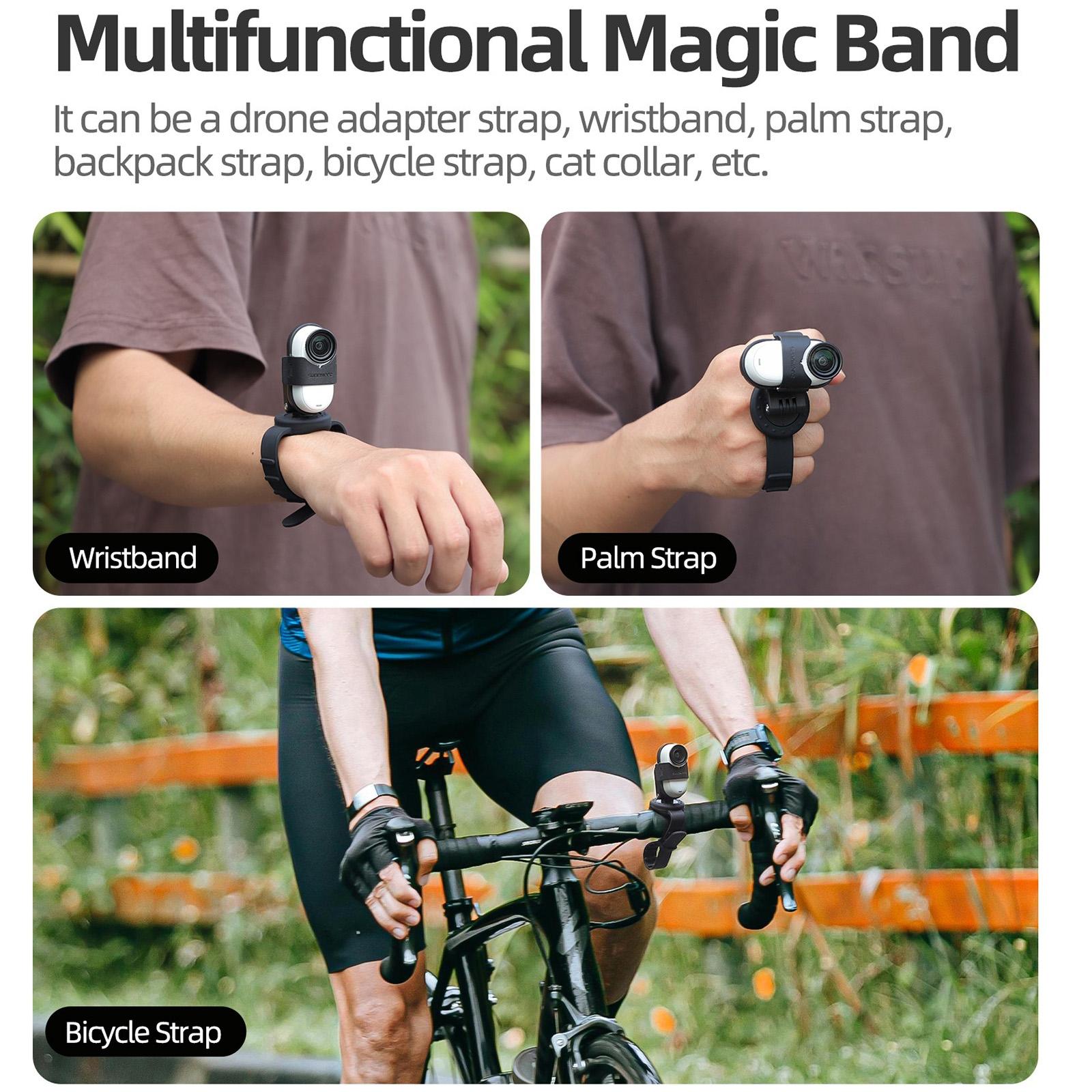 Insta360 Go 3s / Go 3 Sunnylife Camera Strap with Magnetic Mount and Silicone Wristband for Drone and Backpack - Black Stripe