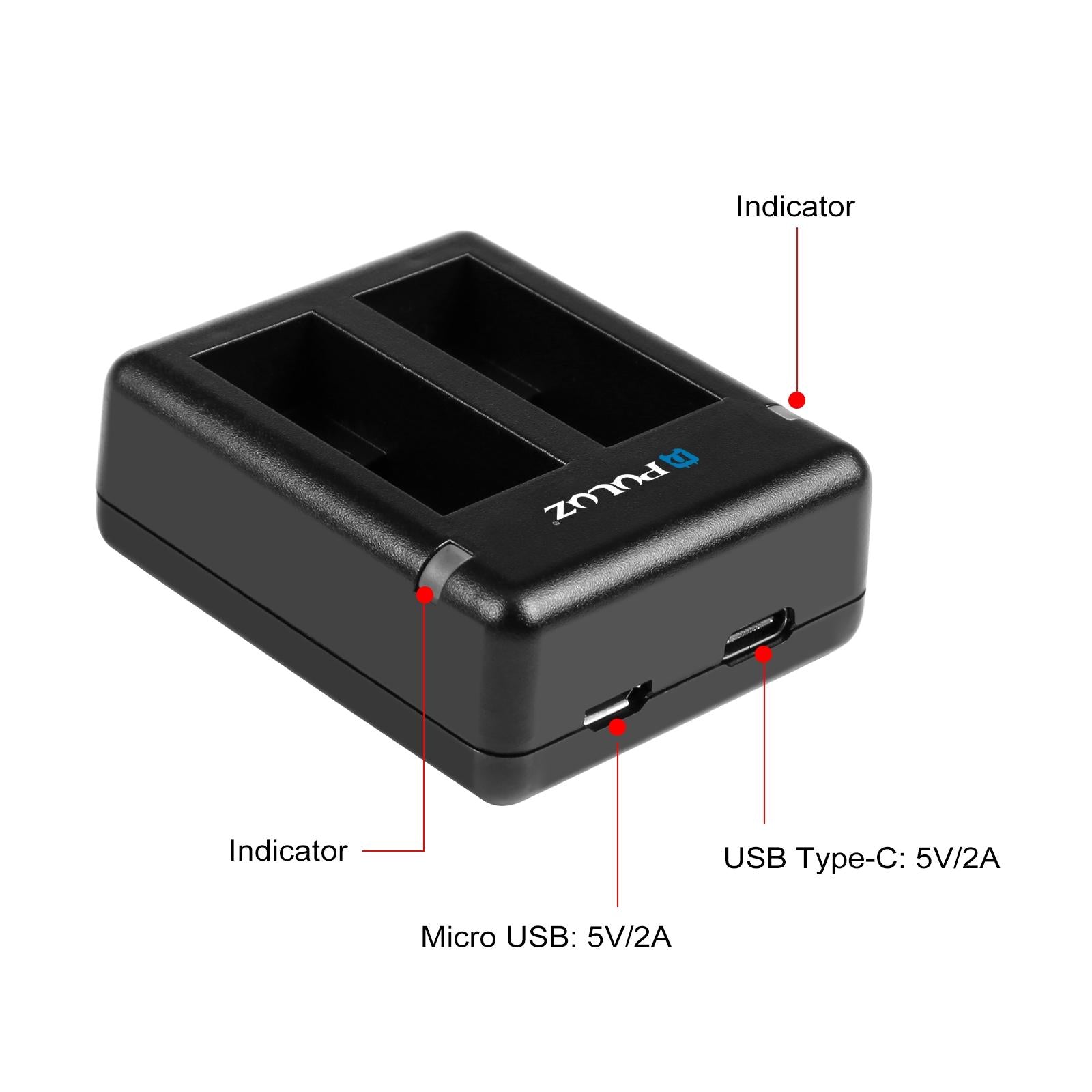Dual Usb Charger for Gopro Hero 9 / 10 / 11 / 12 - Dual Batteries