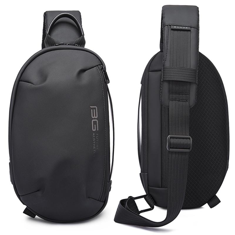 Waterproof Men Crossbody Chest Bag Usb Port 34 X 19 X 6Cm - Black
